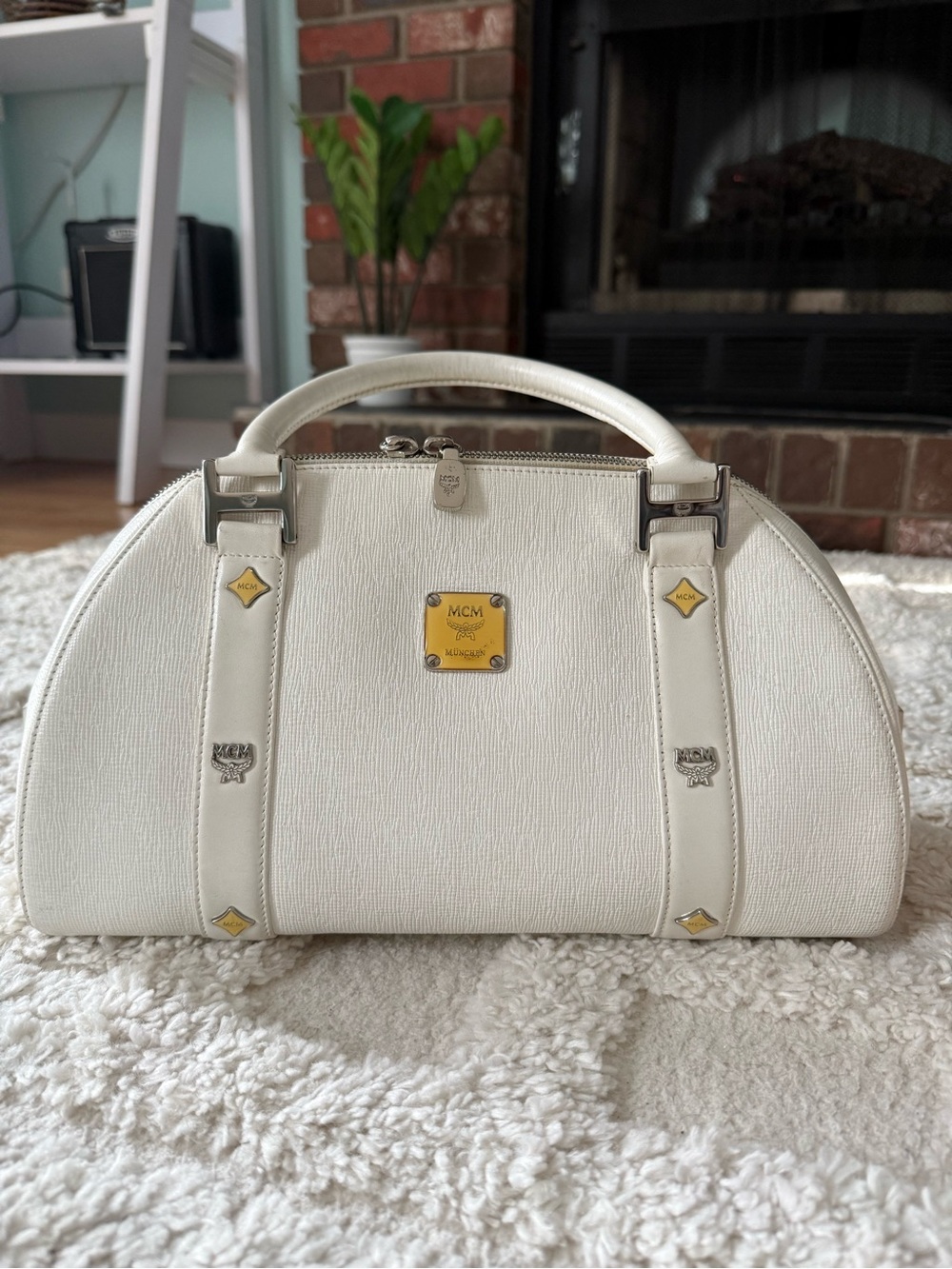 MCM Off-White Dome Satchel Bag